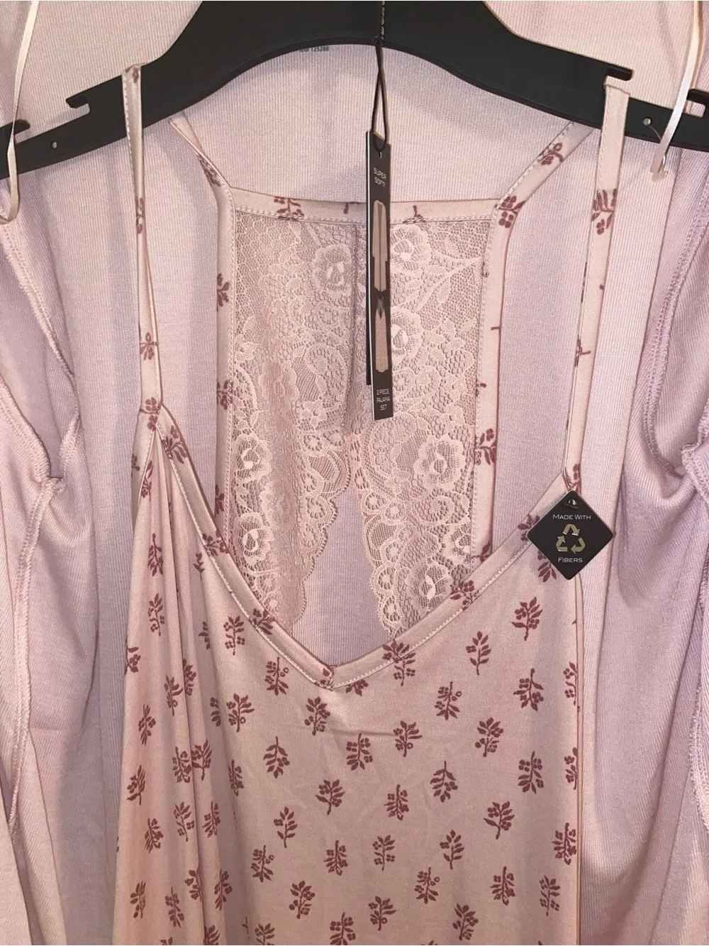 Tahari Pale Pink Floral Slip Nightdress with Matching Open Robe